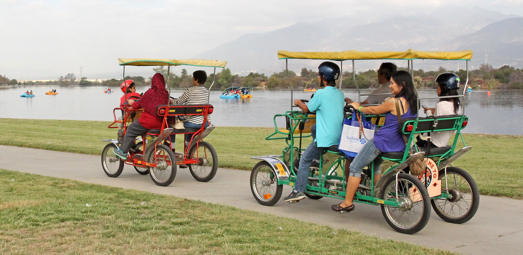 tandem bike carts at LA county park